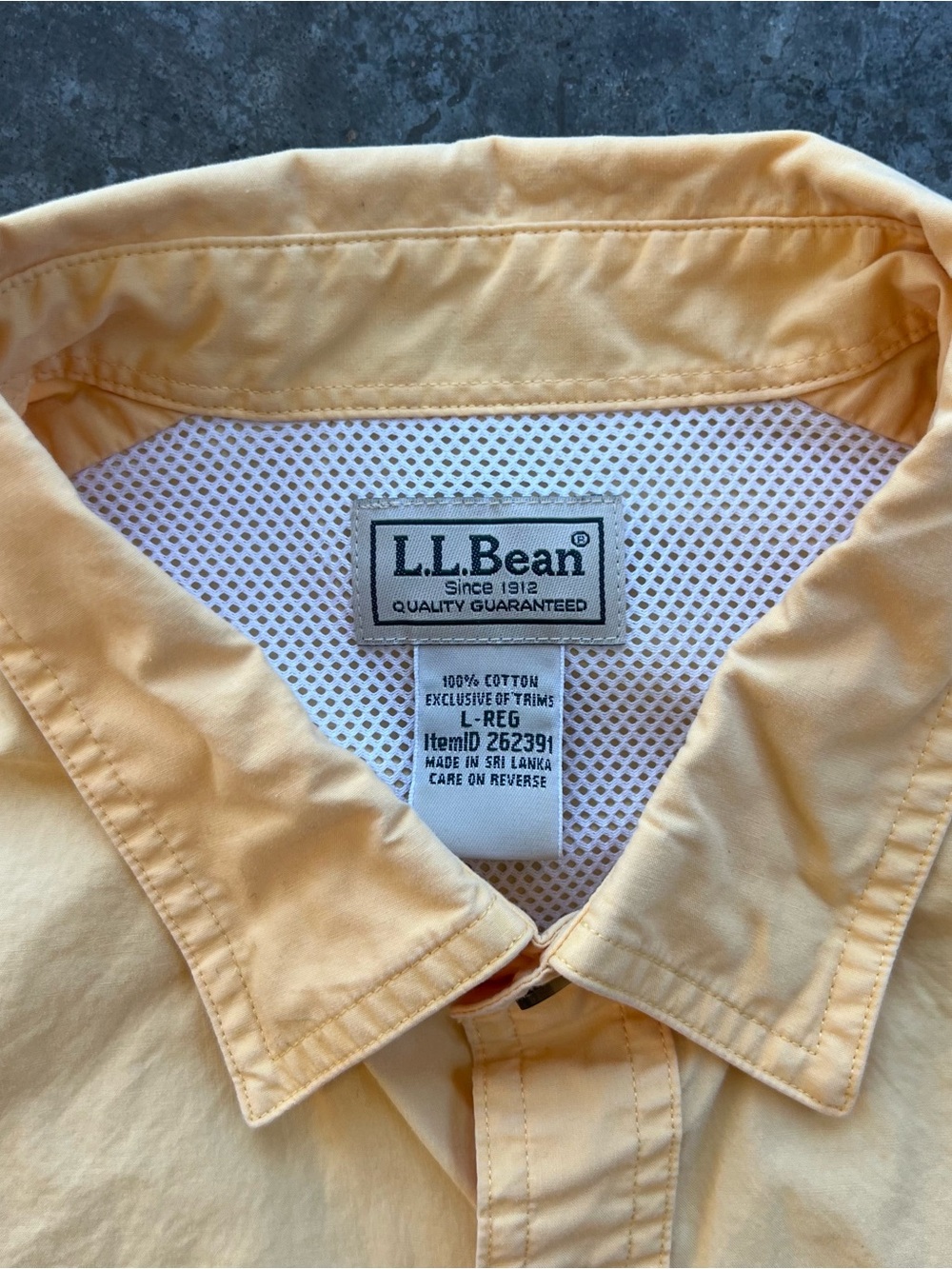 L.L.Bean Fishing Shirt Large Yellow Vented Outdoor Utility Cotton Button Up - Picture 4 of 7